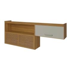 Armário Aéreo P- Cozinha Princesa C- Nicho E 2 Portas Basculante Ripado 200cm Freijo-off White