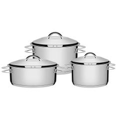 Imagem de Jogo de Panelas Tramontina Solar em Aço Inox com Fundo Triplo 3 Peças 65510740