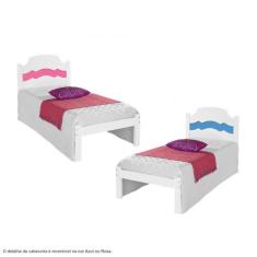 Cama Iris Solteiro 0,88cm Branco/Azul/Rosa - Cambel - VJ Móveis