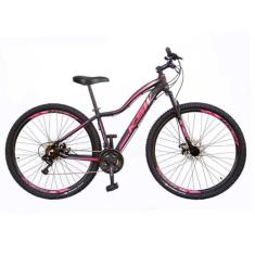 Bicicleta Feminina Aro 29 KSW MWZA 24 Marcha Freio a Disco, Preto, Ros