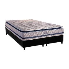 Cama Box Queen: Colchão Molas Masterpocket Ensacadas Paropas Blue + Base Crc Rústico Black (158x198)