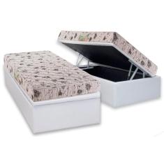 Conjunto Box Baú Solteiro: Colchão Espuma Herval D23 Sonum + Base CRC Courano White(88x188)