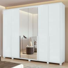 Guarda-Roupa Casal Imperatore 6 Portas 6 Gavetas 100% Mdf com Espelho 81668.285 Branco - Móveis Lopas