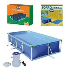 Kit Piscina Premium 5000 Litros + Capa + Forro + Filtro Bomba - Mor