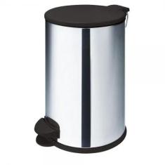 Lixeira De Pedal Aço Inox 12L Com Tampa Preto - Martinazzo, 12 l, Inox