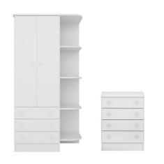 Guarda Roupa Roupeiro Infantil 825 com Cômoda 777 Doce Sonho Qmovi Bra