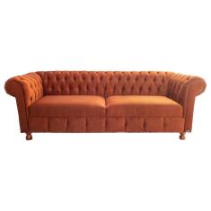 Sofá Chesterfield Capitone Luis xv Suede Terra Cota 2M / Decoracao, sala tv estar, recepçao