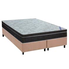 Cama Box King: Colchão Molas Ortobom Nanolastic Light Selado + Base crc Suede Clean(186x198)