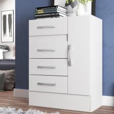 Cômoda Sapateira 4 Gavetas 1 Porta Branco - DiretoSim