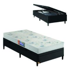 Cama Box Solteiro Baú Colchão de Espuma D20 Supreme Branco 78x188x53cm