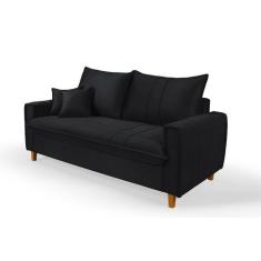 Sofa Living com Bau Multiuso 3 Lugares Suede Pes em Madeira - Target M
