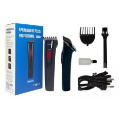 Máquina Aparadora Barbeador Profissional Cabelo Barba Pelos Cor Preta 
