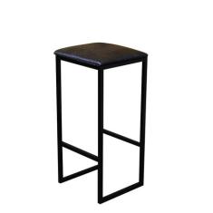 Banqueta Alta Cozinha Balcão Bistrô Industrial Preta Assento Estofado 