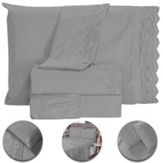 Roupa de Cama Jogo De Lençol King Size 4 Peças 400 Fios Micropercal Bo
