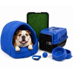 Kit Cama Toca Iglu Pet Grande Sanitário Grama Transporte Acessórios - 