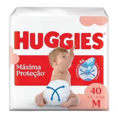 Fralda Descartável Huggies Máxima Proteção Tamanho M 40 unidades – Nova fralda Supreme Care aberta com tecnologia Xtra-Flex, canais em X que se adaptam aos movimentos e máxima proteção sem fralda caída (embalagem pode variar)