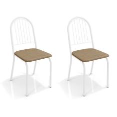 Conjunto com 2 Cadeiras de Cozinha Noruega Branco e Capuccino