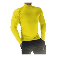Camiseta Masculina Gola Alta Manga Longa Sjons cor:Amarelo;tamanho:p
