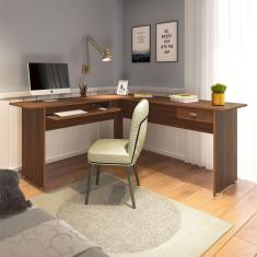 Mesa Escrivaninha de Canto 01 Gaveta e Suporte para Teclado Cannes Cedro Artely