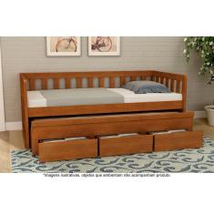 Bicama Solteiro com 3 Gavetas em Madeira Maciça Oriente Avelã - Straub Web