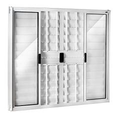 Janela de Alumínio Veneziana 100x150cm com Grade 6 Folhas Central Ecosul Esquadrisul Branco