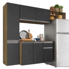 Armário De Cozinha Suspenso 4 Peças Liris Boreal/grafite - Móveis Arapongas