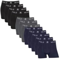 Kit 12 Cueca Boxer Masculino Polo Wear Microfibra Sem Costura Cós Elas