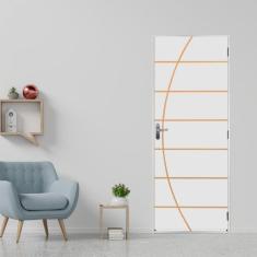 Kit Porta de Madeira Decorada 215x65cm com Batente de Aço 06cm Neblina MGM Branco