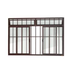 Janela Plus 4 Folhas com Bandeira e Grade Vidro Liso 120cm x 150cm Brimak Corten