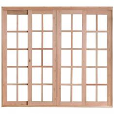 Porta de Madeira Balção de Correr 213x160cm com Batente 9,4cm EWK 494 Rondosul Madeira marroml sem pintura