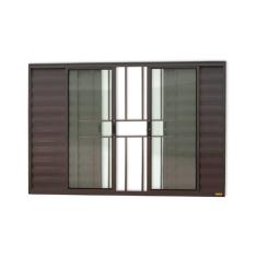 Janela Janela Veneziana Confort 6 Folhas com Grade Vidro Liso 100cm x 120cm Brimak Corten