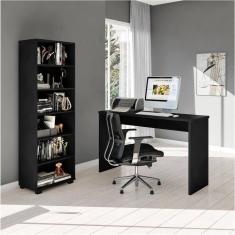Conjunto Home Office 2 Peças 1 Estante e 1 Escrivaninha Gávea Espresso Móveis Preto