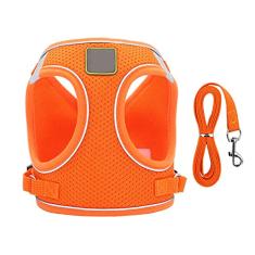 Conjunto de coleira e coleira para filhotes, colete à prova de fuga para cães pequenos e médios, arnês reflexivo ajustável, malha macia, ajuste confortável, sem puxar, não engasgar (grande (41 a 46