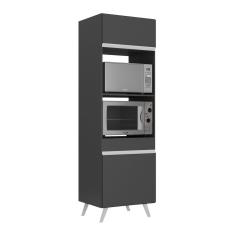 Paneleiro 2 Portas 63cm Para Forno E Microondas Veneza Multimóveis V3679 Preto/branco Preto/branco