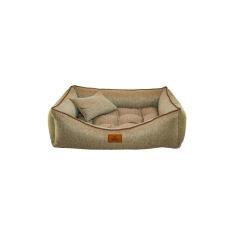 Cama para Cachorro Retangular em Linho Marrom Média (M) 55 x 42 cm