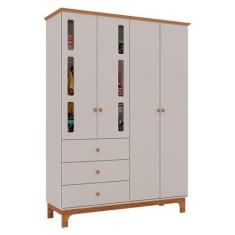 Guarda Roupa Infantil Antonella 4 Portas Off White Caramelo - Canaã - 