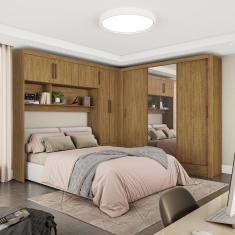 Guarda-roupa Casal Modulado 5 Portas Santiago 3 Portas Plus 5 Gavetas com Espelho Cinamomo