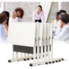 Escrivaninha, branca, mesa de conferência dobrável com rodas, pacote com 6, mesa de conferência dobrável, mesa de reunião, mesa de treinamento móvel moderna, adequada para escritório, sala de reunião,