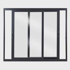Janela de Aluminio de Correr 120x150cm 2 Folhas com Vidro Liso Natural