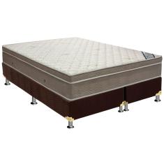 Cama Box Queen: Colchão Molas SuperPocket Ensacadas Ortobom Light + Base CRC Suede Brown(158x198)