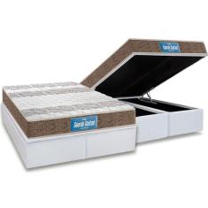 Cama Box Baú Queen: Colchão Espuma Probel D33 / EP Guarda Costas PróIntense Plus Double Face + Base CRC Courano White(158x198)