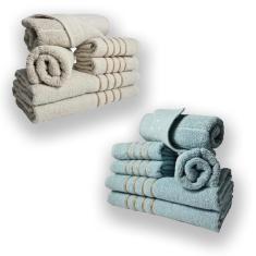 Jogo De Toalhas 12pcs 4 Banhos 4 Rosto 4 Tapetes Bg+vd