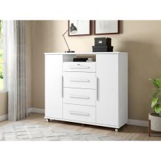 Cômoda Sapateira 2 Portas 4 Gavetas Versátil Branco