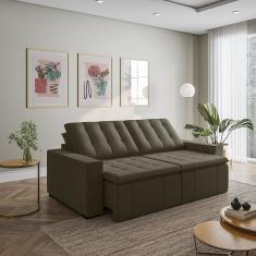 Sofá Cama Retrátil E Reclinável 3 Lugares 260cm Em Veludo Com Molas E Braço Reto Palmeira Cabecasa M Grafite