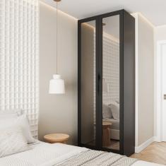 Guarda Roupa Modulado 2 Portas Reflecta Com Cabideiro E 2 Gavetas Hera Cabecasa Madeiramadeira Preto