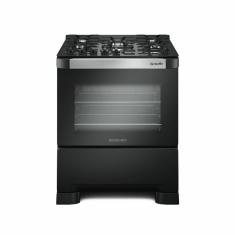 Fogão A Gás De Piso Decorato Vetro G3 5 Bocas Mueller Preto Fosco Bivolt