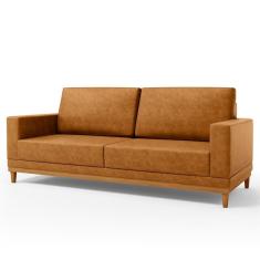 Sofá 3 Lugares 180cm Living Sala De Estar Kayrós D05 Sintético Whisky - Mpozenato