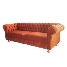 Sofá Chesterfield Luiz XV 2,30 Suede Terracota sala de estar/recepção/