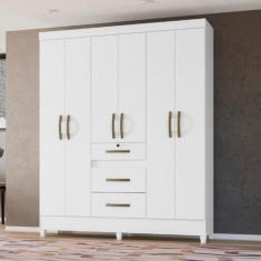 Guarda Roupa 6 Portas 3 Gavetas Itatiba Moval, Branco