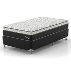 Cama Box Solteiro King Amarilis com Colchão D33 Preta e Branca - Moder